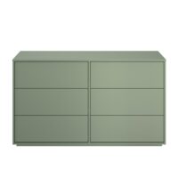 Commode 6 tiroirs effet bois couleur vert arcilla-Bois-Vert-Gami