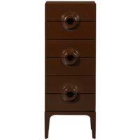 Commode 6 tiroirs en bois d'eucalyptus marron/rouge-Bois-Marron-WOOOD