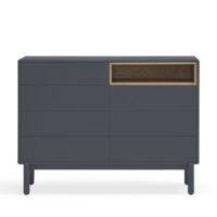 Commode 7 tiroirs 1 niche en bois l120xh90cm - gris anthracite-Bois-Gris-TEULAT