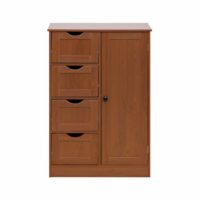 Commode à 1 porte et 4 tiroirs en aggloméré plaqué marron--Marron-Mobili Rebecca