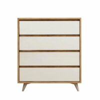 Commode de chambre moderne 4 tiroirs blancs--Marron-Pier import