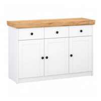 Commode en bois - 3 portes blanche-Bois-Beige-Homestyle4U
