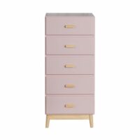 Commode pour enfants avec 5 tiroirs rose--Rose-Mobili Rebecca