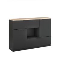 Commode t.s 2x porte 2x t. 1x compartiment ouvert anthracit 120x83.6cm--Noir-Vicco