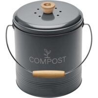 Composteur de cuisine en métal avec filtre et seau en platique 4.5 lit-Métal-Gris-Guillouard