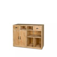 Comptoir de magasin 2 portes 2 tiroirs bois massif-Bois-Beige-Tradis
