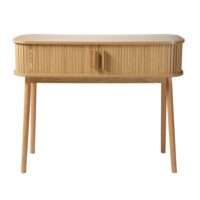 Console 2 portes coulissantes l100 cm - bois clair-Bois-Beige-Calicosy