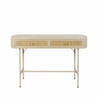 Console 2 tiroirs en bois et métal - Beige-Métal-Beige-Drawer
