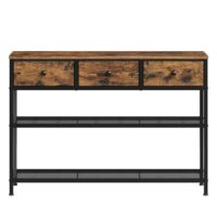 Console 3 tiroirs en tissu 2 étagères pour couloir salon marron-Tissu-Marron-SONGMICS