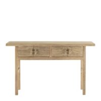 Console avec 2 tiroirs en orme recyclé - naturel-Orme-Beige-Blanc d’Ivoire