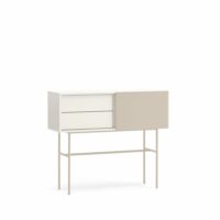 Console avec 2 tiroirs et porte coulissante laquée crème 110x90 cm--Multicolore-That's Casa