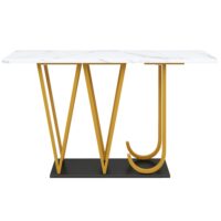 Console blanche avec plateau effet marbre 120 x 29