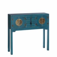 Console bleu profond avec 3 tiroirs centraux 95x26x90cm--Bleu-Meubles & Design