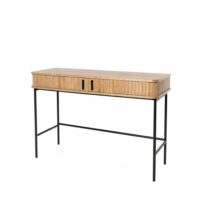Console d'entrée en chêne et pieds métalliques noirs-Métal-Marron-Koketto Home