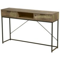 Console d'entrée en métal noir et bois 2 tiroirs + 1 casier-Métal-Marron-Fornord