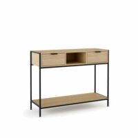 Console d'entrée finition chêne et acier graphite 80x100x36 cm-Chêne-Marron-Hispanohogar