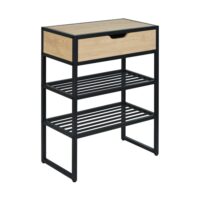 Console d'entrée rangement chaussures bois et métal 60x80cm-Métal-Noir-Mob In