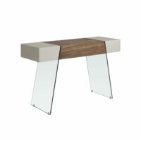 Console effet bois noyer et verre trempé-Verre-Transparent-Angel Cerda