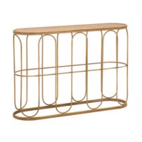 Console en fer et bois marron 110x32x77 cm-Bois-Marron-Mauro Ferretti