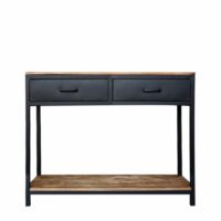 Console en métal noir avec 2 tiroirs-Métal-Noir-Decoclico