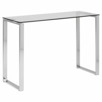 Console plateau verre et pieds chromés argent-Verre-Argenté-Toilinux