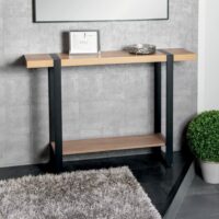 Console rectangulaire 120x30x82 cm en bois et métal - triak-Métal-Marron-Maison et Styles
