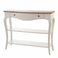 Console romantique en bois blanc shabby chic 1 tiroir 2 tablettes-Bois-Blanc-Hellin