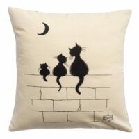 Coussin  3 chats en coton ecru 45 x 45 cm-Coton-Blanc-Winkler