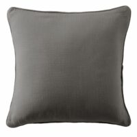 Coussin carré déhoussable gaze de coton uni 45x45 cm-Coton-Gris-Housse De Rêve