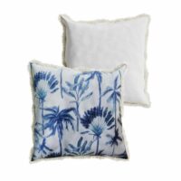 Coussin carré feuillage tropical bleu--Multicolore-Potiron Paris