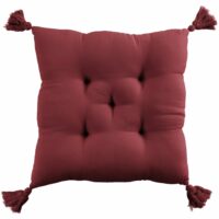 Coussin de chaise gaze de coton uni 40x40 cm-Coton-Rouge-Housse De Rêve