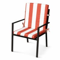 Coussin de fauteuil assise et dossier imperméable  à rayures arcachon--Rouge-Home Maison