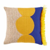 Coussin de jardin motifs brodés tricolores et franges 45x45-Maisons du Monde