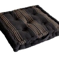 Coussin de sol rayé en coton recyclé gris foncé 40x40 cm-Coton-Gris-Enjoy Home