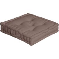 Coussin de sol uni en pur coton taupe 50x50x10 cm-Coton-Taupe-Home Maison