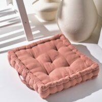 Coussin de sol uni gaze de coton  40x40 cm rose-Coton-Rose-Today