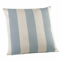 Coussin décoratif à rayures bicolores au rendu satiné coton bleu ciel-Coton-Bleu-Linder