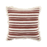 Coussin déhoussable à franges terracotta 40x40cm--Rouge-Douceur d'Intérieur