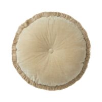 Coussin en velours beige diamètre 45 cm-Velours-Beige-Desforges