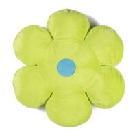 Coussin fleur en velours vert anis et bleu 40x40 cm-Velours-Vert-The Deco Factory