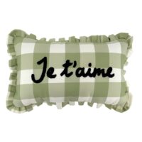 Coussin rectangulaire à carreaux ''je t'aime'' polyester kaki 50 x 30--Vert-Opjet