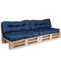 Coussins palette lot x2 en polyester 120x80cm/120x40cm bleu--Bleu-Bananair