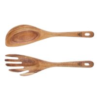 Couverts à salade en bois d'acacia marron 26cm-Bois-Marron-Björn