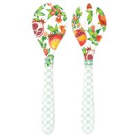 Couverts à salade en mélamine 33 cm imprimé de grenades-Mélamine-Multicolore-Les jardins de la comtesse