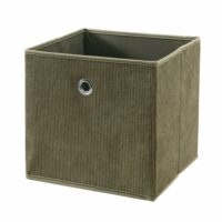 Cube pliable tissu velours côtelé kaki - h27 cm-Tissu-Vert-Calicosy