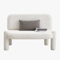 Danita canapé 2 places design effet peau de mouton blanc écru--Blanc-MOBILIER DECO 
