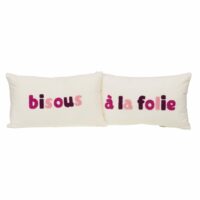 De 2 coussin bisous à la folie 30x50 cm (lot blanc--Beige-Amadeus