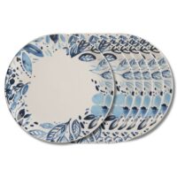 De 6 assiettes plate jardin bleues 27 cm (lot blanches en faïence-Faïence-Blanc-trend'up