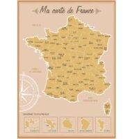 Décoration murale carte de France à gratter 52x73cm--Beige-STC