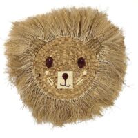 Décoration murale enfant lion en fibres naturelles 60cm-Fibre-Beige-NATYAL